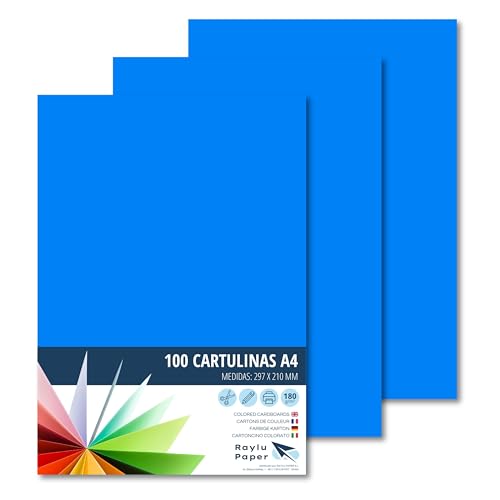 RAYLU PAPER – Tonpapier A4, 100 Stück Kartonpapier 180g/m², 210 x 297 mm, professionelle farbige Kartons für Büro, Kopierpapier, Buntes Papier zum Basteln (Maldives-Blau) von RAYLU PAPER