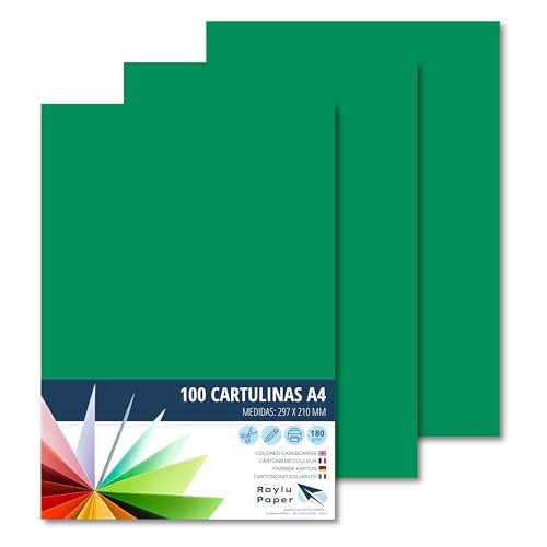 RAYLU PAPER – Tonpapier A4, 100 Stück Kartonpapier 180g/m², 210 x 297 mm, professionelle farbige Kartons für Büro, Kopierpapier, Buntes Papier zum Basteln (Kiefergrün) von RAYLU PAPER