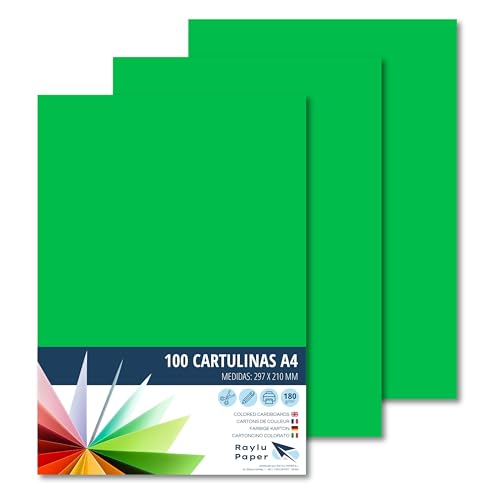 RAYLU PAPER – Tonpapier A4, 100 Stück Kartonpapier 180g/m², 210 x 297 mm, professionelle farbige Kartons für Büro, Kopierpapier, Buntes Papier zum Basteln (Billardgrün) von RAYLU PAPER