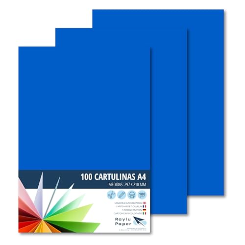 RAYLU PAPER – Tonpapier A4, 100 Stück Kartonpapier 180g/m², 210 x 297 mm, professionelle farbige Kartons für Büro, Kopierpapier, Buntes Papier zum Basteln (Marineblau) von RAYLU PAPER