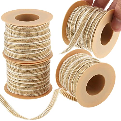 Rayong Juteband 4 Rollen 6mm Juteband Natürliche Dekoband Jute Vintage Natürliche Sackleinen Hessische Band für Hochzeiten,DIY, Party Basteln Geschenkband, 10m/Rolle von Rayong