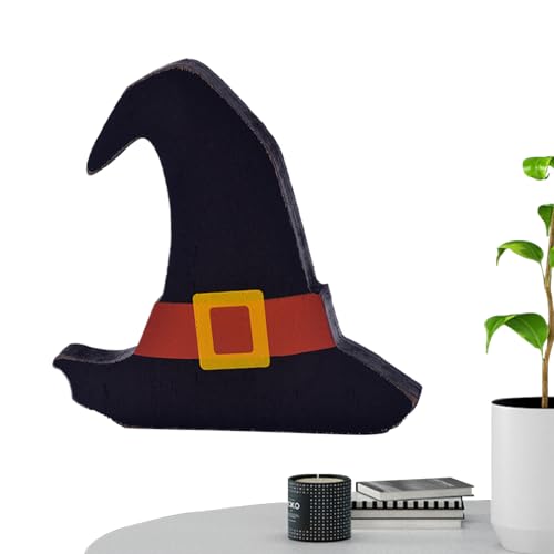 Raypontia Halloween Tischdekoration Mittelstücke | Holz Halloween Deko | Hut Geist Tisch Deko Für Zuhause Eingang Schreibtisch Raum Festdeko von Raypontia