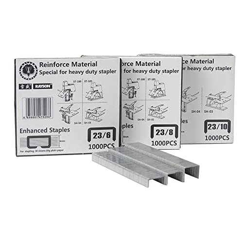 Rayson Staples-6810-3-US Robuste Heftklammern, 23/6, 23/8, 23/10 verstärkte Heftklammern, 3 Boxen, Set mit 3000 Heftklammern von Rayson