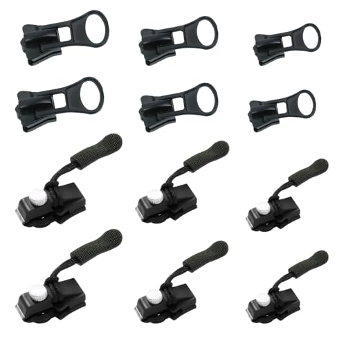 12 Stück Reißverschluss Reparatur Set,Reißverschluss Zipper Ersatz,Herausnehmbares Reissverschluss Reparatur Set,Geeignet für Jacken,Rucksäcke,Koffer (Schwarz) von Rbleote