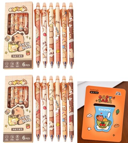 Rbleote 12 Stück 0,5 Mm Capybara Stifte, Capybara Stift, Kapibara Schreibwaren Set, Radierbarer Kugelschreiber Kinder, Kreatives Geschenk, Geeignet für Schüler, Schule und Büro mit 1 Lesezeichen Rbleote 12 Stück 0,5 Mm Capybara Stifte, Capybara Stift, Kapibara Schreibwaren Set, Radierbarer Kugelschreiber Kinder, Kreatives Geschenk, Geeignet für Schüler, Schule und Büro mit 1 Lesezeichen von Rbleote