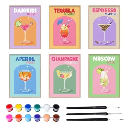 Rbleote 6-Teiliges Set Malen Nach Zahlen Cocktail Malen Nach Zahlen Erwachsene Set Enthält Acrylfarbe, Hakenstift, Diy-Entspannung, Geeignet für Heimdekoration, Geschenk Rbleote 6-Teiliges Set Malen Nach Zahlen Cocktail Malen Nach Zahlen Erwachsene Set Enthält Acrylfarbe, Hakenstift, Diy-Entspannung, Geeignet für Heimdekoration, Geschenk von Rbleote
