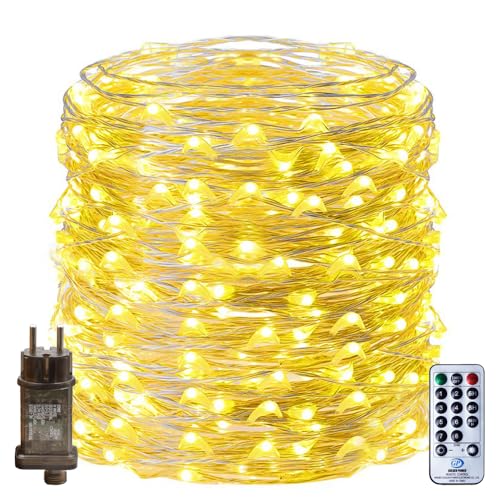 RcStarry 100M LED Lichterkette Draht aus Silberdraht, 1000 LEDs Wasserdicht IP65 Weihnachten LED Lichterkette mit Stecker, Fernbedienung, Timer, 8-Modi, Speicher für Außen, Innen Deko. Warmweiß RcStarry 100M LED Lichterkette Draht aus Silberdraht, 1000 LEDs Wasserdicht IP65 Weihnachten LED Lichterkette mit Stecker, Fernbedienung, Timer, 8-Modi, Speicher für Außen, Innen Deko. Warmweiß von RcStarry