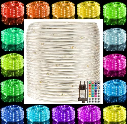 RcStarry 30M 300LED Lichtschlauch 16 Farbwechsel RGB, Strombetrieben Lichterkette außen mit Fernbedienung & Timer, 8 Modi IP67 Wasserdicht Bunt Dekolicht, für Außen Innen Weihnachten DIY Deko RcStarry 30M 300LED Lichtschlauch 16 Farbwechsel RGB, Strombetrieben Lichterkette außen mit Fernbedienung & Timer, 8 Modi IP67 Wasserdicht Bunt Dekolicht, für Außen Innen Weihnachten DIY Deko von RcStarry