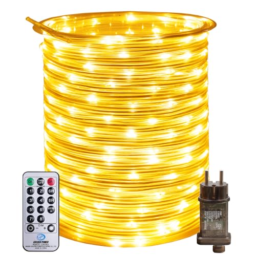 RcStarry New 30M 300LEDs Lichterschlauch Strombetrieben Lichterkette mit Fernbedienung & Timer, 8 Modi, Durchmesser 3mm Lichtschlauch IP67 Wasserdicht,für Außen Innen - Warmweiß von RcStarry