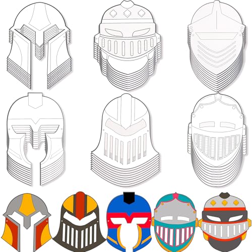 Rcanedny 60 Stück Ritterhelm, Papierhelm, Maske für Ritter, Themenparty, Aktivitäten, Klassenzimmer, Bastelbedarf Rcanedny 60 Stück Ritterhelm, Papierhelm, Maske für Ritter, Themenparty, Aktivitäten, Klassenzimmer, Bastelbedarf von Rcanedny
