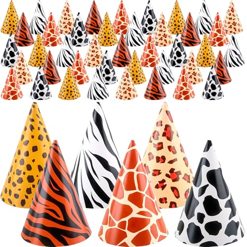 Rcanedny Papierhüte mit Safari-Park-Thema, Geburtstagsparty, Leopardenmuster, Papierhüte für Kinder und Erwachsene, Dschungel-Thema, Partyzubehör, 48 Stück Rcanedny Papierhüte mit Safari-Park-Thema, Geburtstagsparty, Leopardenmuster, Papierhüte für Kinder und Erwachsene, Dschungel-Thema, Partyzubehör, 48 Stück von Rcanedny