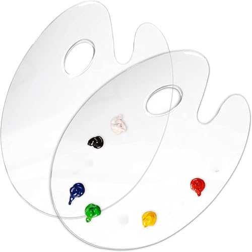 Rcbzzp 2 Stück Art Palette Mit Daumenloch, Malpalette Klare Acryl, Kunstpalette Artpalette, Antihaft Öl Farbmischpalette, für DIY Kunsthandwerk Malerei, Tonisierung (Oval) von Rcbzzp