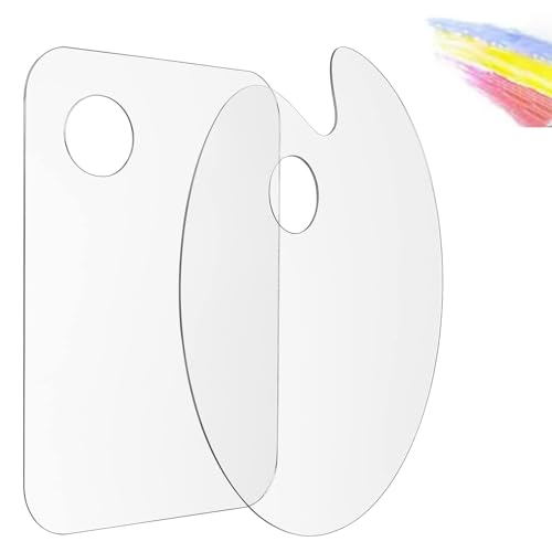 Rcbzzp 2 Stück Art Palette Mit Daumenloch, Malpalette Klare Acryl, Kunstpalette Artpalette, Antihaft Öl Farbmischpalette, für DIY Kunsthandwerk Malerei, Tonisierung von Rcbzzp