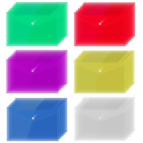 Rcbzzp 36 Stück Farbe Dokumententasche, Transparent Registermappen, Dokumententasche Transparent, Verschluss Dokumententasche, Dokumententasche A5, Wasserdicht, für Schule, Job, Büro und zu Hause Rcbzzp 36 Stück Farbe Dokumententasche, Transparent Registermappen, Dokumententasche Transparent, Verschluss Dokumententasche, Dokumententasche A5, Wasserdicht, für Schule, Job, Büro und zu Hause von Rcbzzp