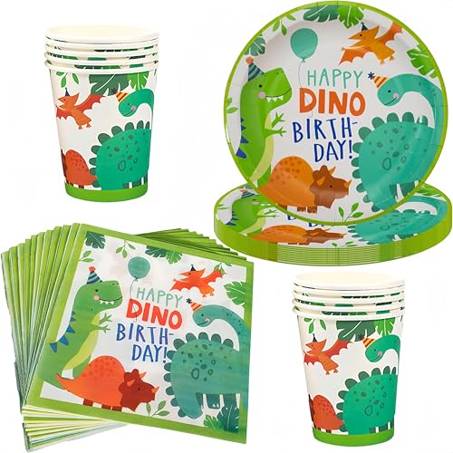 Dinosaurier-Geburtstagsparty-Tischset für Jungen, 10 Pappteller, 10 Pappbecher und 20 Servietten Dinosaurier-Geburtstagsparty-Tischset für Jungen, 10 Pappteller, 10 Pappbecher und 20 Servietten von Rcxnm