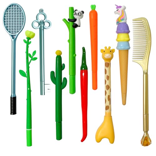 Cartoon Stift, 10 Kawaii Gelschreiber, Kugelschreiber für Kinder Studenten Schule Büro, Lustige Coole Tier Stifte, Mehrfarbig Stifte Kinder Mitgebsel (Grün) von Rdddhur