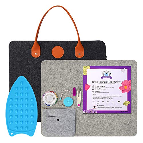 Rdutuok 43,2 x 34,8 cm Wollpressmatte zum Quilten mit Tragetasche, 100% Neuseeländische Wollfilz-Bügelunterlage zum Nähen, Quilten Rdutuok 43,2 x 34,8 cm Wollpressmatte zum Quilten mit Tragetasche, 100% Neuseeländische Wollfilz-Bügelunterlage zum Nähen, Quilten von Rdutuok