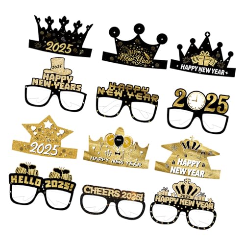 Rdxanc 2025 Neujahrsparty-Papierbrillen und Hüte, Set für festliche Feiern, bequeme, handgefertigte Brillen, Fotografie-Requisiten Rdxanc 2025 Neujahrsparty-Papierbrillen und Hüte, Set für festliche Feiern, bequeme, handgefertigte Brillen, Fotografie-Requisiten von Rdxanc