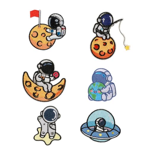 Rdxanc 6 Stück Astronauten bestickte Flicken zum Aufbügeln auf schöne Reparaturflicken zum Aufnähen auf Applikationen für Kleidung Tasche Rdxanc 6 Stück Astronauten bestickte Flicken zum Aufbügeln auf schöne Reparaturflicken zum Aufnähen auf Applikationen für Kleidung Tasche von Rdxanc