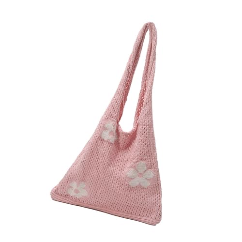 Rdxanc Gewebte Schultertasche mit Blumenmuster für Damen, leicht, atmungsaktiv, Netzstoff, Strandtasche, lässig, Outdoor, Unterarmtasche von Rdxanc