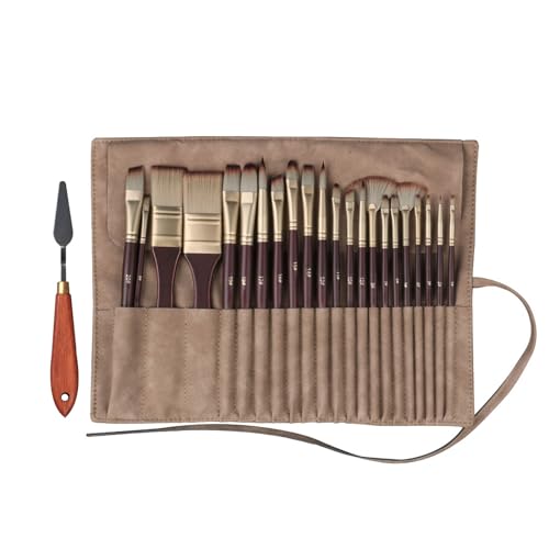 Rdxanc Pinsel mit Pinselhalter, fusselresistent, Nylon-Pinsel für Öl-, Acryl-, Aquarellmalerei, 22 Stück von Rdxanc