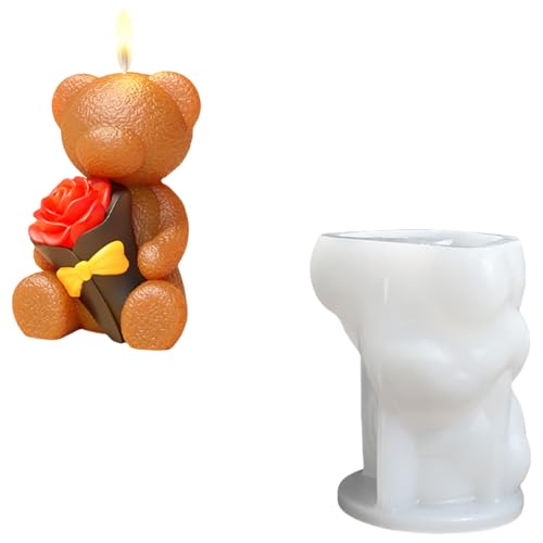 Rdxanc Silikon-Kerzenformen für Epoxidharz, Kaninchenbär, Kerzen, Seife, Fondant, Schokolade, Süßigkeiten, Backen, Zement, Ton, Formen von Rdxanc