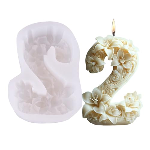 Rdxanc Silikon-Kerzenformen mit 3D-Blumenmotiv für handgefertigte Kerzen, Seife, Blumen, Zahlen, Silikonformen, Epoxidharz, Silikonformen von Rdxanc