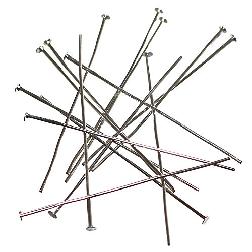 ReStyle 10x 15 Kettelstift Nietstift Kopfstifte Nagelstifte Prismenstift Nadel Pin Kettelstifte Headpin Perlen Basteln NEU Joy-Button (45mm, Silberfarben) von ReStyle