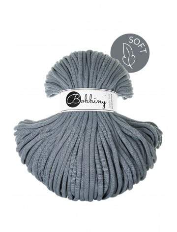 Flechtkordel Jumbo Soft - 8mm - Baumwollkordel Baumwollgarn Garn Kordel Makramee Schnur Kordelband Natur Baumwolle 100m - Steel von ReWu