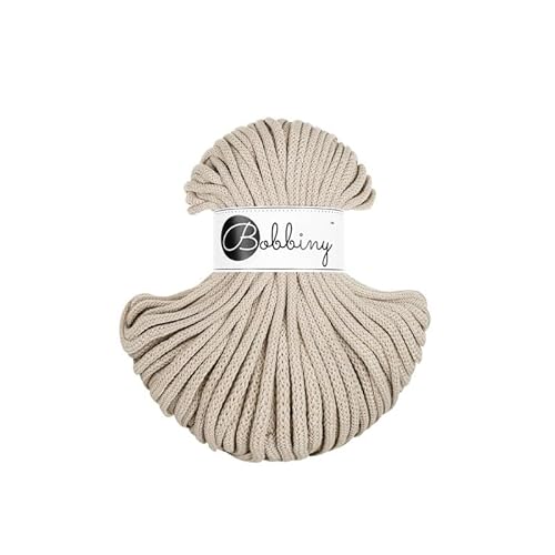 Premium Baumwoll-Flechtschnur - 5mm x 50m - Vielseitige Makramee-Kordel für Stricken, Weben, DIY-Basteln und Heimdekoration - Hochwertige Bunte Bastelschnur - Beige von ReWu