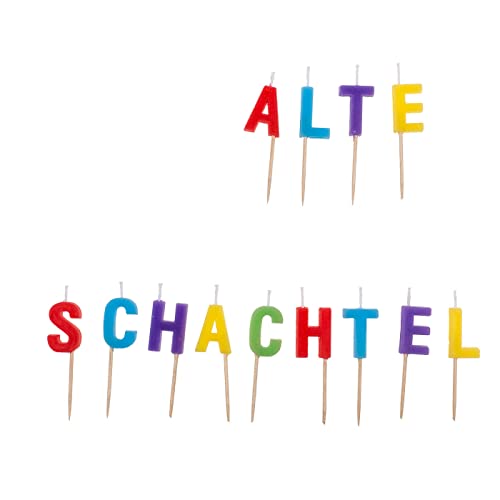 ReWu Kuchenkerze Tortenkerze Buchstabenkerzen 13 teilig Alte Schachtel Echtwachs Bunt Kuchendekoration von ReWu