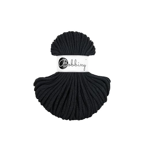 Premium Baumwoll-Flechtschnur - 5mm x 50m - Vielseitige Makramee-Kordel für Stricken, Weben, DIY-Basteln und Heimdekoration - Hochwertige Bunte Bastelschnur - Black Premium Baumwoll-Flechtschnur - 5mm x 50m - Vielseitige Makramee-Kordel für Stricken, Weben, DIY-Basteln und Heimdekoration - Hochwertige Bunte Bastelschnur - Black von ReWu