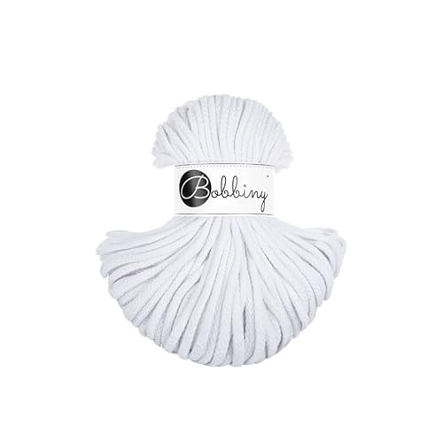 Premium Baumwoll-Flechtschnur - 5mm x 50m - Vielseitige Makramee-Kordel für Stricken, Weben, DIY-Basteln und Heimdekoration - Hochwertige Bunte Bastelschnur - White Premium Baumwoll-Flechtschnur - 5mm x 50m - Vielseitige Makramee-Kordel für Stricken, Weben, DIY-Basteln und Heimdekoration - Hochwertige Bunte Bastelschnur - White von ReWu