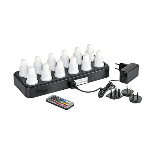 ReWu Duni LED-SET Plug Flex - 12 Stück - Warmweiß & Multicolour Mehrfarbig Wiederaufladbar Inklusive Ladestation & Fernbedienung LED-Beleuchtung Tischleuchten LED-Kerzen Alternative Teelichter ReWu Duni LED-SET Plug Flex - 12 Stück - Warmweiß & Multicolour Mehrfarbig Wiederaufladbar Inklusive Ladestation & Fernbedienung LED-Beleuchtung Tischleuchten LED-Kerzen Alternative Teelichter von ReWu