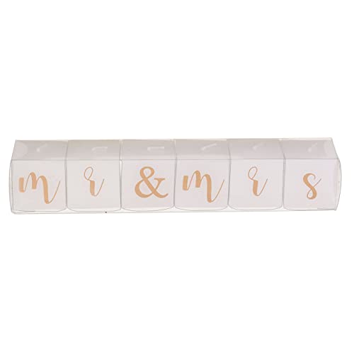 ReWu Kerzenblock Kerzen Teelichter Quadratisch 6 TLG. Verlobung Jahrestag Hochzeit Schriftzug Mr & Mrs 3 x 3 cm von ReWu