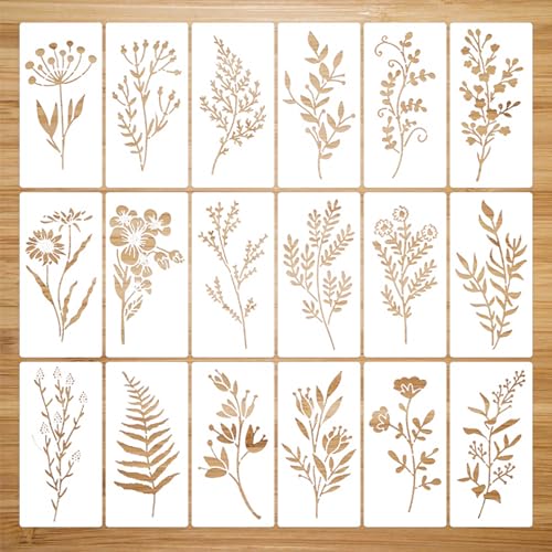 Blätter Malerei Schablone 18 Stück Blatt Stencil Schablone Wiederverwendbar Zeichenschablonen für Malen Scrapbooking Wand Dekoration Blätter Malerei Schablone 18 Stück Blatt Stencil Schablone Wiederverwendbar Zeichenschablonen für Malen Scrapbooking Wand Dekoration von ReaJoys