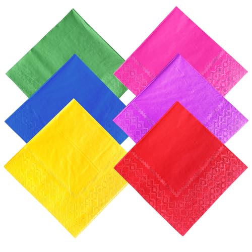 Bunte Papierservietten 60 Stück Bunt Servietten Getränke Papierservietten 2-lagig für Geburtstag Party Tischdeko 25 x 25 cm von ReaJoys