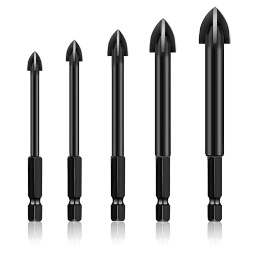 Fliesenbohrer Glasbohrer Set Fliesen Bohrer Keramikbohrer Hartmetallbohrer mit 4 Schneiden 5mm 6mm 8mm 10mm 12mm Bohrer für Fliesen Fliesenbohrer Glasbohrer Set Fliesen Bohrer Keramikbohrer Hartmetallbohrer mit 4 Schneiden 5mm 6mm 8mm 10mm 12mm Bohrer für Fliesen von ReaJoys