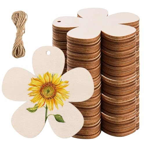 Holzblumen zum Bemalen 7.5cm 40 Stk Holzblumen Holz zum Bemalen Beschriften Holz Blumen Scheiben Holzanhänger mit 10m Schnur Holzblumen zum Bemalen 7.5cm 40 Stk Holzblumen Holz zum Bemalen Beschriften Holz Blumen Scheiben Holzanhänger mit 10m Schnur von ReaJoys