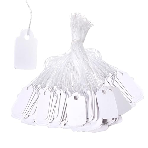 Preisschilder Anhänger 500 Stück Preisetiketten Schmuck mit Schnur Weiße Hängeetiketten für Schmuck Display (23 x 13 mm) von ReaJoys