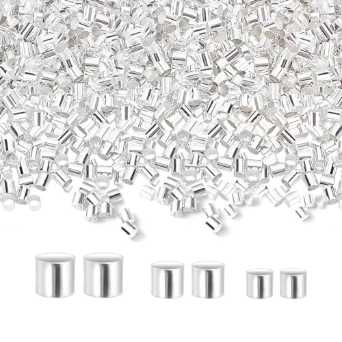 Quetschperlen Silber 1500 Stück Tube Crimp Perlen Messingrohr Quetschperlen für Schmuckherstellung Zubehör 1,5mm/2 mm/2,5mm von ReaJoys