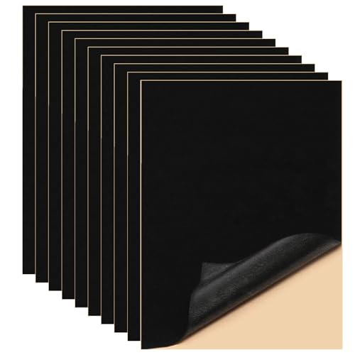 ReaJoys Selbstklebender Samtstoff Schwarz 10 Stück Samt Filzstoff Selbstklebend Velvet Fabric Sheet für Schmuckkästchen Schubladenauskleidung von ReaJoys
