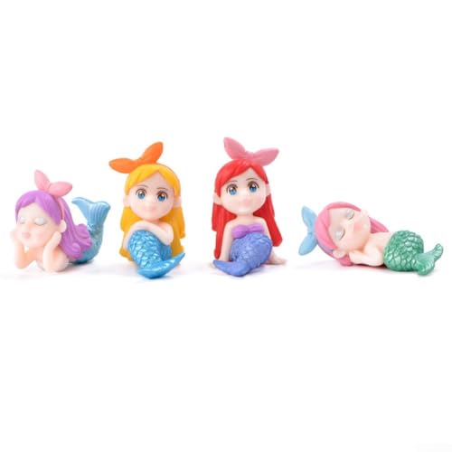 4 x Meerjungfrauen-Cartoon-Dekorationen, perfekt für Kuchen- und Tisch-Styling bei Veranstaltungen von ReachMall