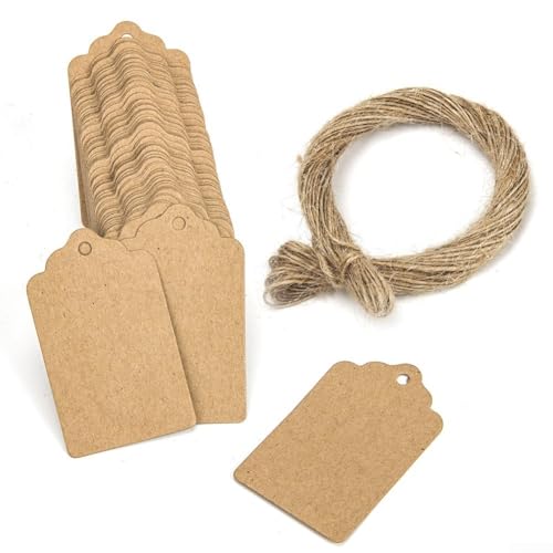 Braune Papieranhänger zum Selbermachen, für Hochzeiten, Etiketten und Bastelarbeiten, mit 20 m Bindfaden von ReachMall