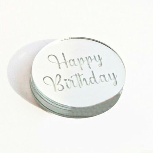 Cupcake-Dekorationsset "Happy Birthday", Acryl, 51020 Stück, für Partys, 20 Stück, silberfarben von ReachMall