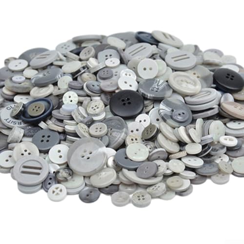 Handgefertigte runde Harzknöpfe für Kinder, 13 cm, ideal für verschiedene Bastel- und Nähanwendungen, verschiedene Stile (grau) von ReachMall