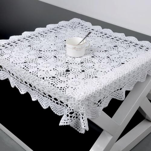 ReachMall Quadratische Vintage-Tischdecke, ausgehöhlt, reine handgefertigte Baumwolle, Spitze, gehäkelt, Blumenmuster, Tischdecke für Zuhause, Esstisch, Café, Geschäft, Hotel, 60 x 60 cm, Weiß ReachMall Quadratische Vintage-Tischdecke, ausgehöhlt, reine handgefertigte Baumwolle, Spitze, gehäkelt, Blumenmuster, Tischdecke für Zuhause, Esstisch, Café, Geschäft, Hotel, 60 x 60 cm, Weiß von ReachMall