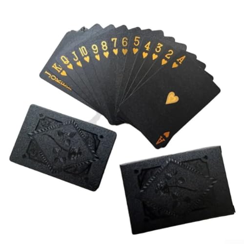 ReachMall Tragbare schwarz-goldene Kunststoff-Spielkarten, ideal für alle Kartenspiele, einfach zu tragen und aufzubewahren für Spaß von ReachMall