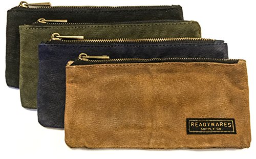 Readywares Federmäppchen aus gewachstem Segeltuch, robust und langlebig, wasserabweisend, 21,6 x 10,2 cm (4 Stück) von Readywares