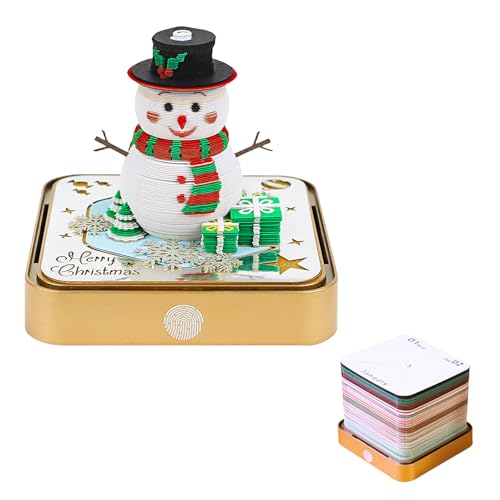 2026 3D Tischkalender, Abreißpapier Skulptur Notizblock mit Schneemann Thema Design Kreative DIY Papier Schnitzen Memo Pad Kreatives Weihnachtsgeschenk für Urlaub Büro (Kalender) von Reaeng